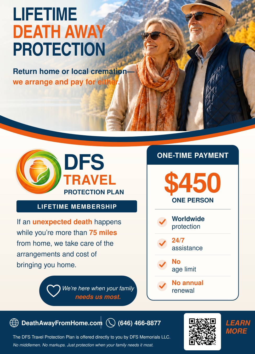 Affordable travel protection for a death away from home